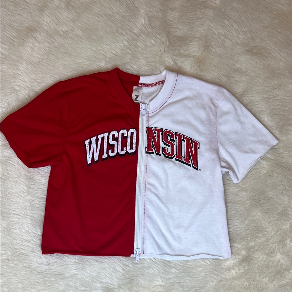 Wisconsin Women’s Split Tee - Red and White